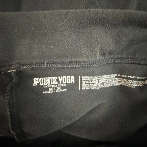 VTG Pink Pants Womens M Black Yoga Flare Sequin Fold Over Victoria Secret Y2K - Picture 9 of 9